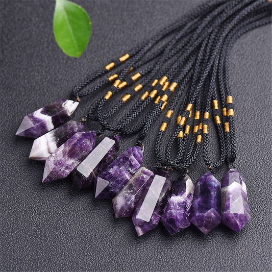 Dream Amethyst Crystal Pendant Necklaces with Natural Raw Amethyst Stones in Elegant Design