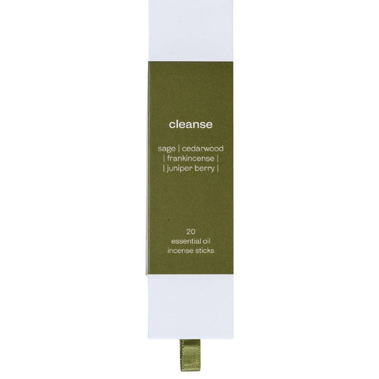 Exuro Cleanse Incense Sticks featuring sage, cedarwood, frankincense, and juniper berry for aromatherapy