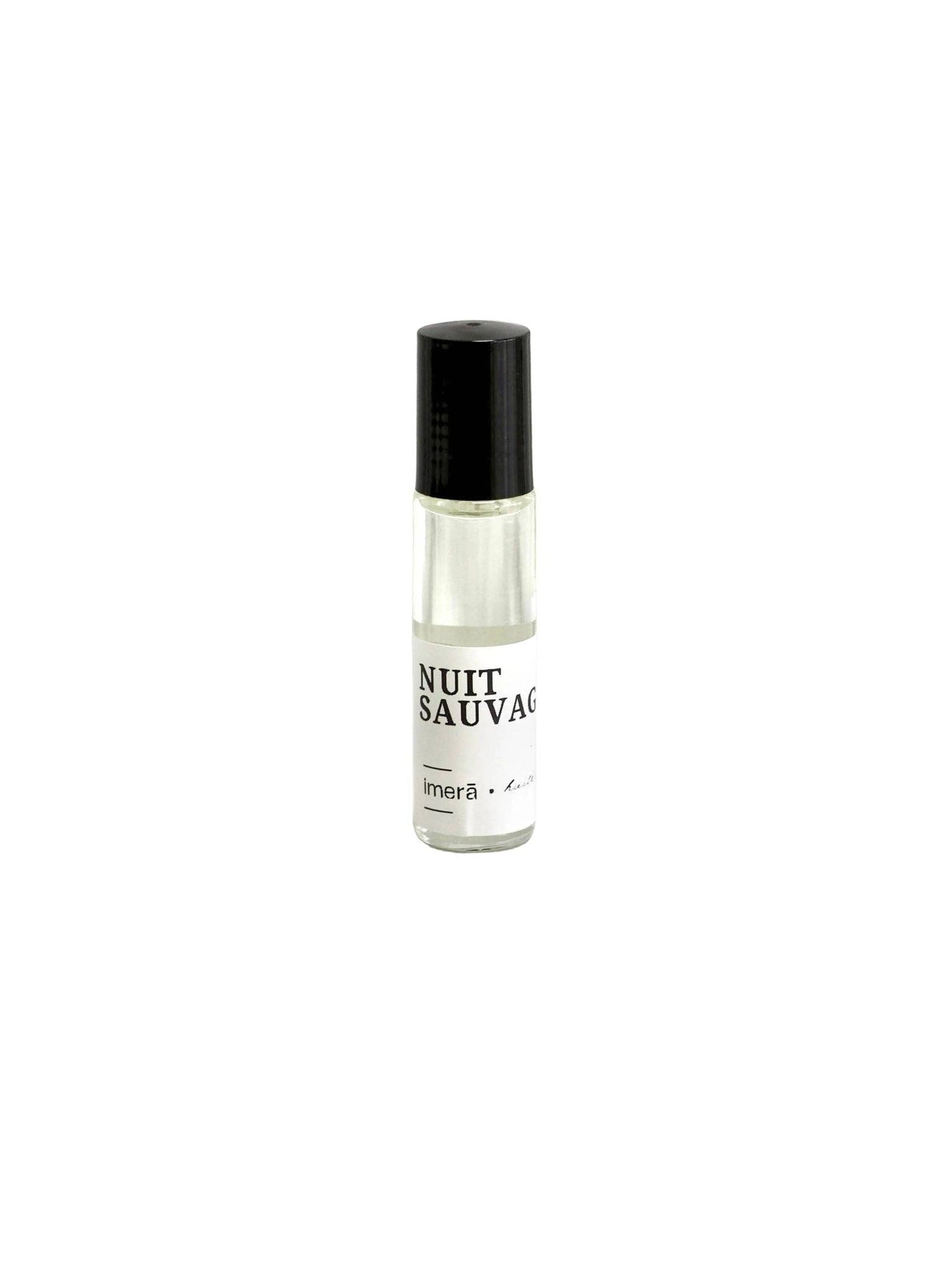 Nuit Savage Perfume Oil in a small roller bottle with a black cap for easy application