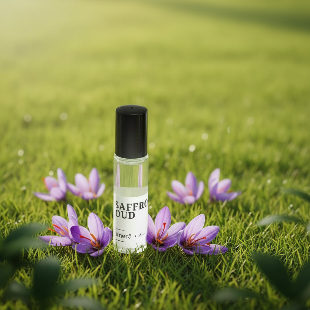 Urganiqa Saffron Oud Perfume Oil Bottle with Lime and Floral Accents for a Fresh Fragrance