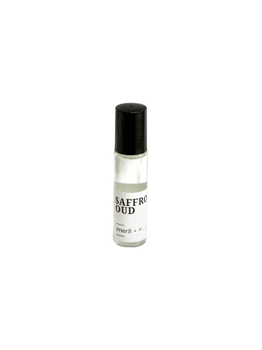 Saffron Oud Perfume Oil by Urganiqa in a sleek rollerball bottle for elegant fragrance application
