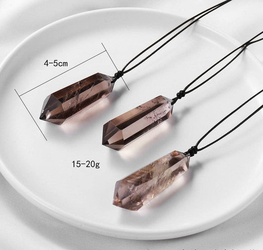 Moon Rituals Smoky Quartz Pendant with Natural Finish and Adjustable Cord, Perfect for Healing and Meditation