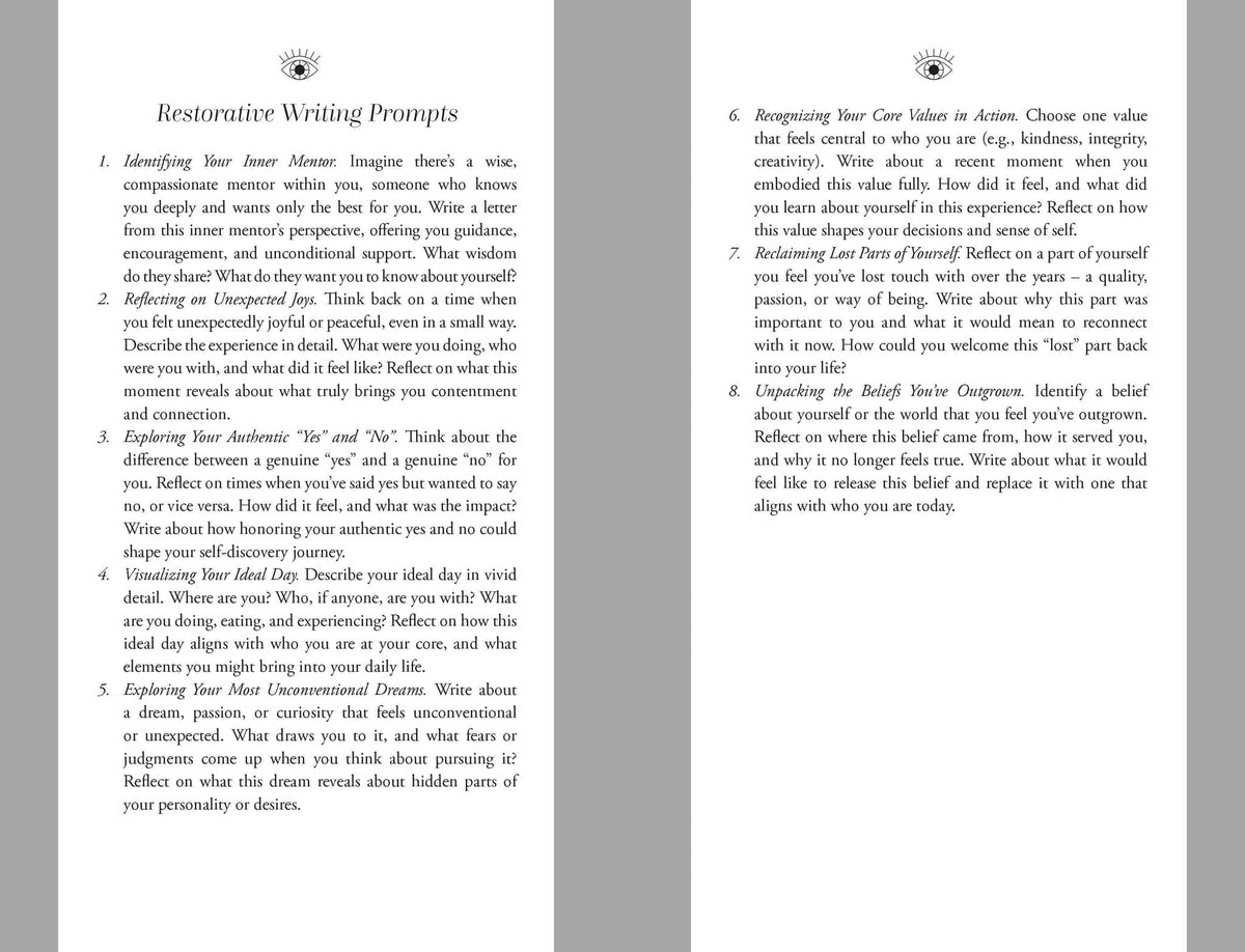 Restorative Writing Prompts from The Altar Within to inspire personal growth and self-discovery