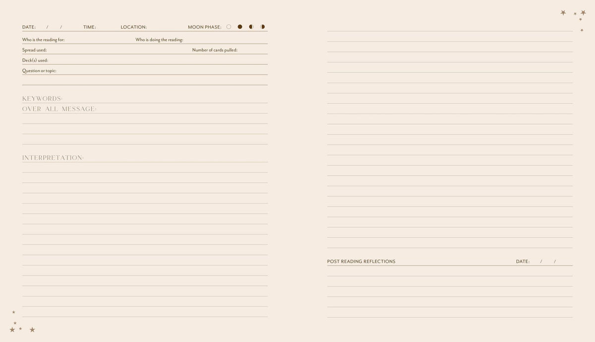 The Complete Tarot & Oracle Journal blank pages for recording readings and reflections