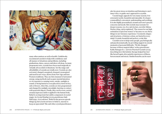 Magick - Thomas Waters book pages featuring crystal reading techniques and holistic practices
