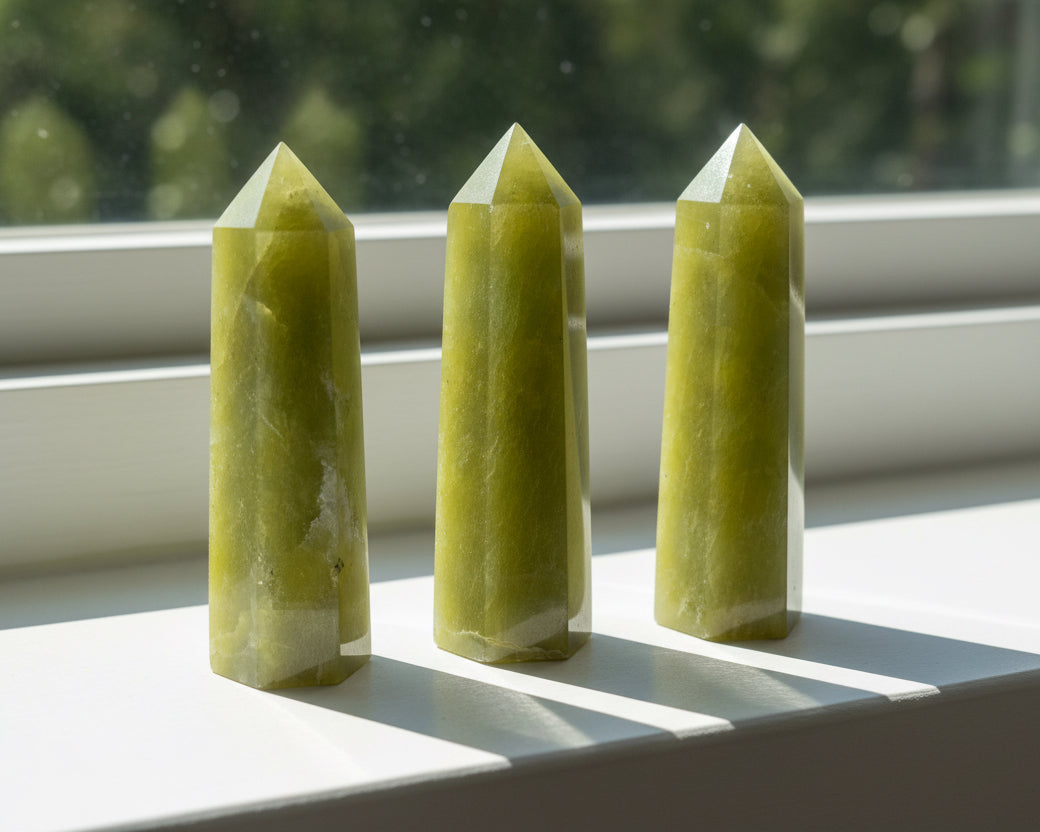 Collection of Healing Crystals in Yellow Spheres Promoting Energy Balancing and Well-Being