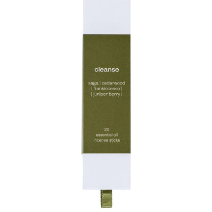 Exuro Cleanse Incense Sticks featuring sage, cedarwood, frankincense, and juniper berry for aromatherapy