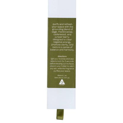 Exuro Incense Sticks with a blend of sage, frankincense, cedarwood, and juniper for purification