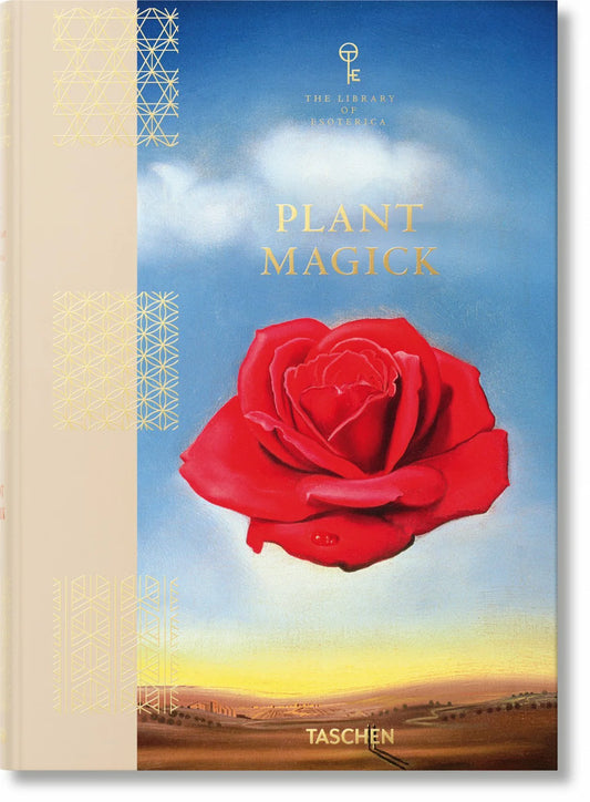 Plant Magick - Jessica Hundley - Library of Esoterica book cover featuring a red rose against a blue sky