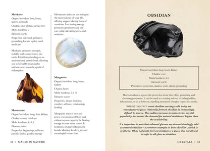 Pages from Practical Guide to Magic in Nature - Jessica Lahoud featuring crystal information