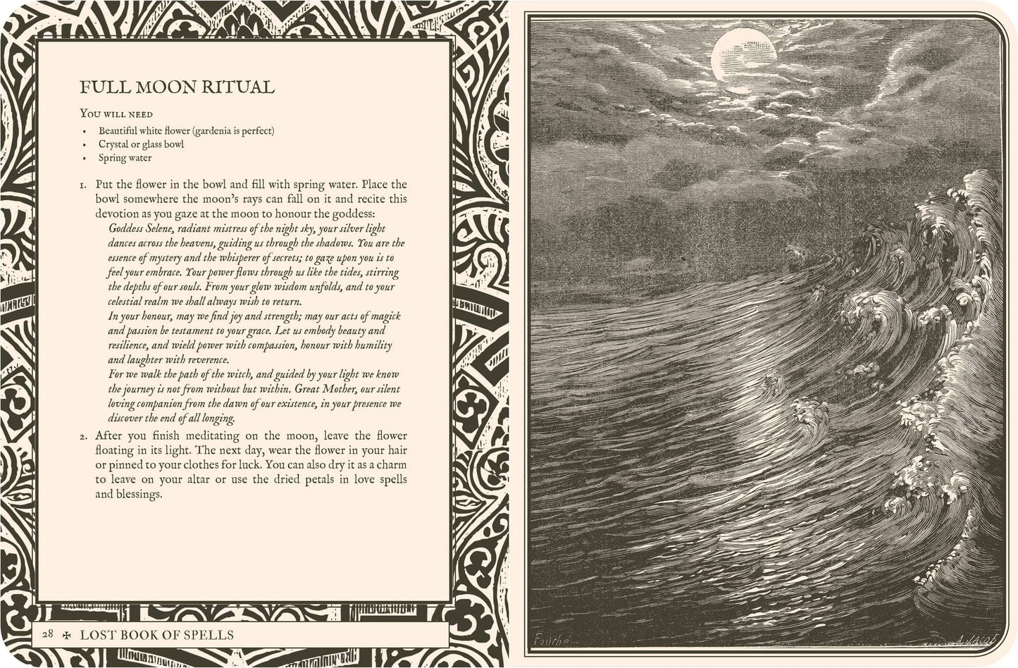 Full Moon Ritual from Lost Book of Spells - Fiona Horne with detailed instructions and imagery