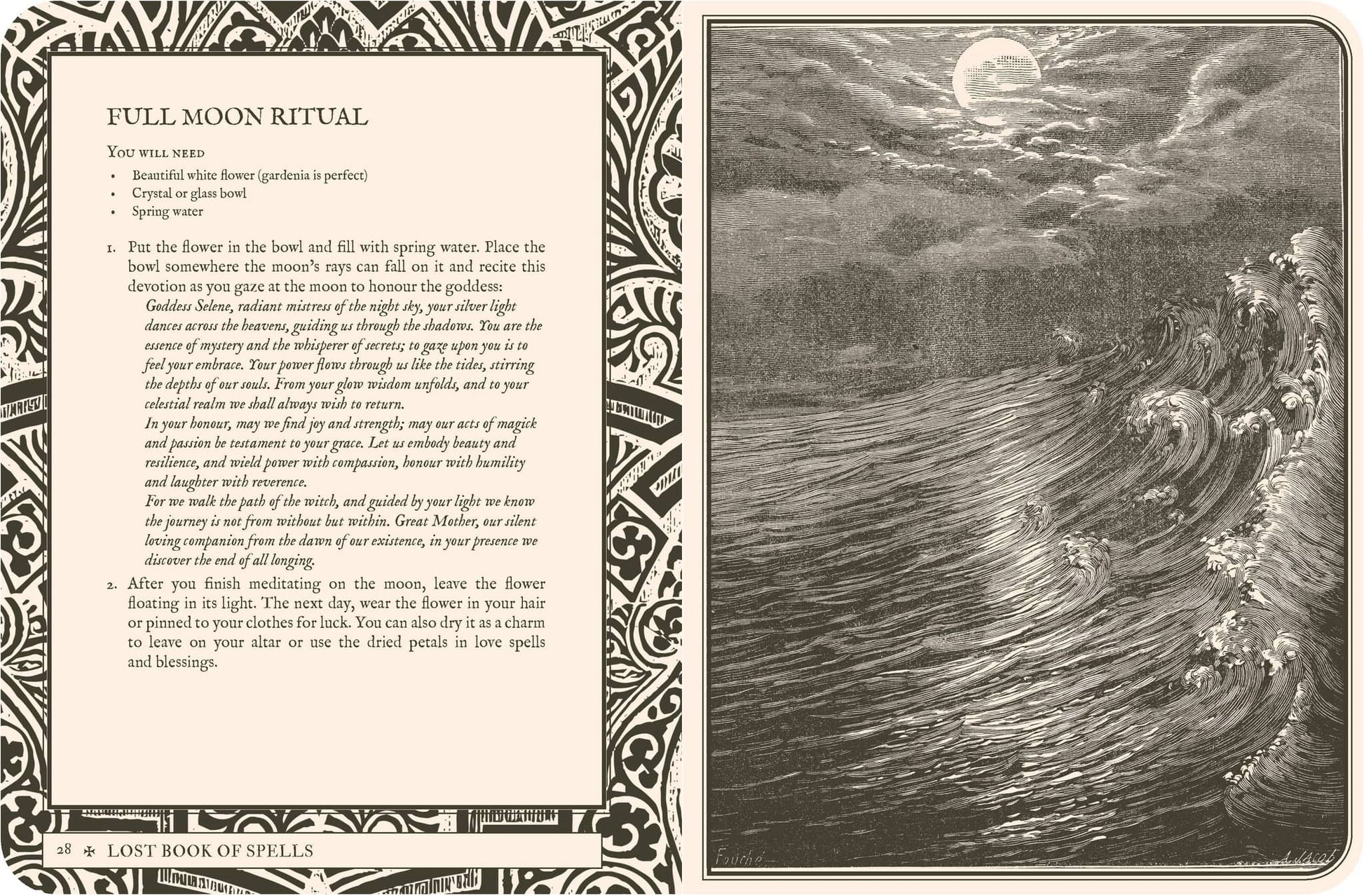 Full Moon Ritual from Lost Book of Spells - Fiona Horne with detailed instructions and imagery