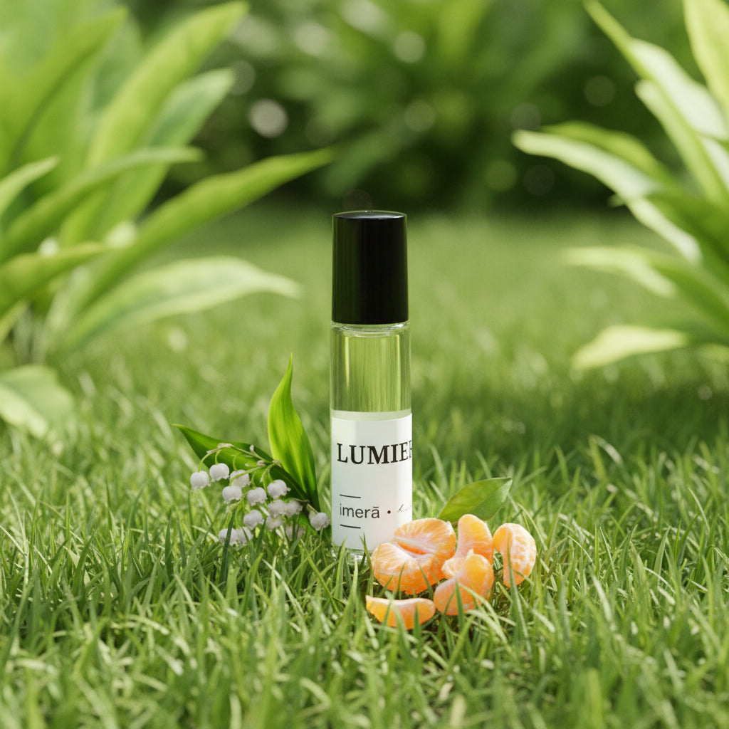 Lumiere Perfume Oil inspired by Miss Dior in a glass bottle with floral and citrus notes
