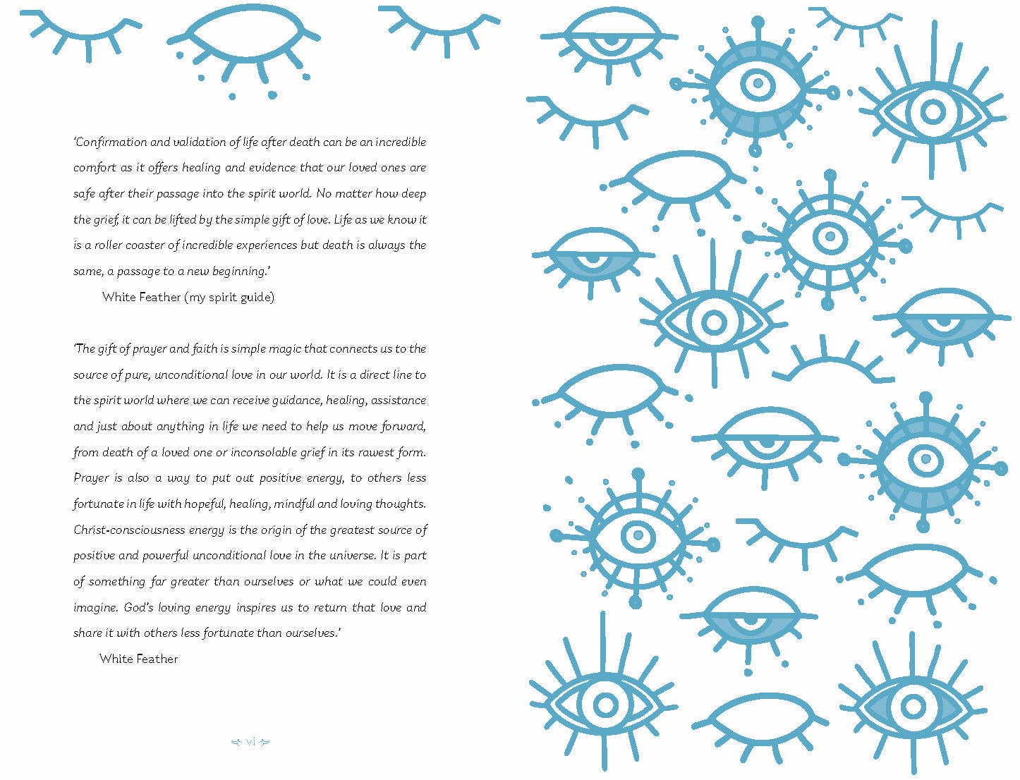 Illustration featuring eyes and spiritual symbols related to mediumship for insight into healing and connection