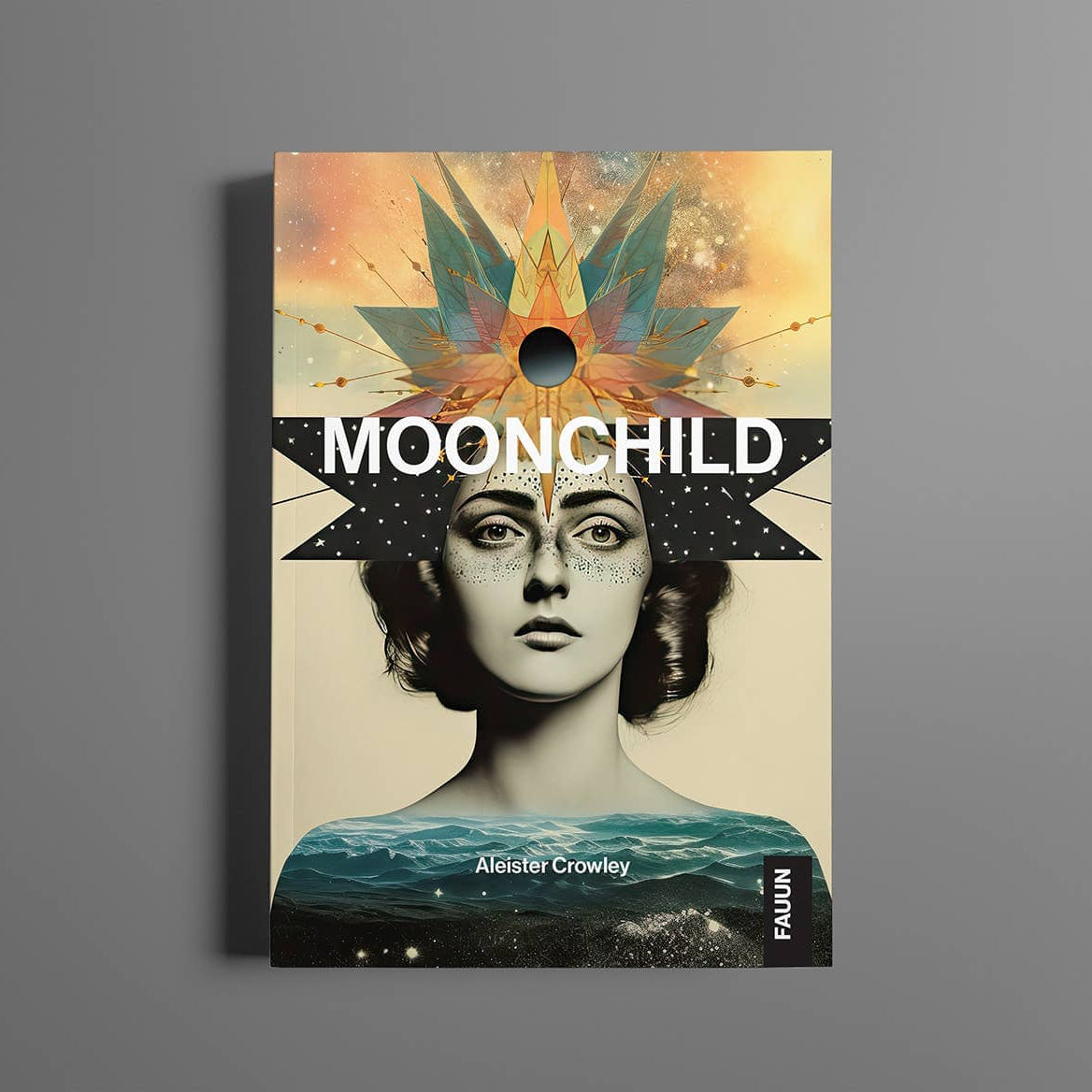 Moonchild by Aleister Crowley book cover featuring a striking illustrated design