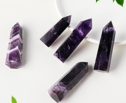Natural Dream Amethyst Tower Crystals in Various Sizes for Healing and Meditation