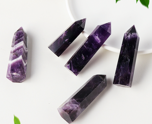Natural Dream Amethyst Tower Crystals in Various Sizes for Healing and Meditation