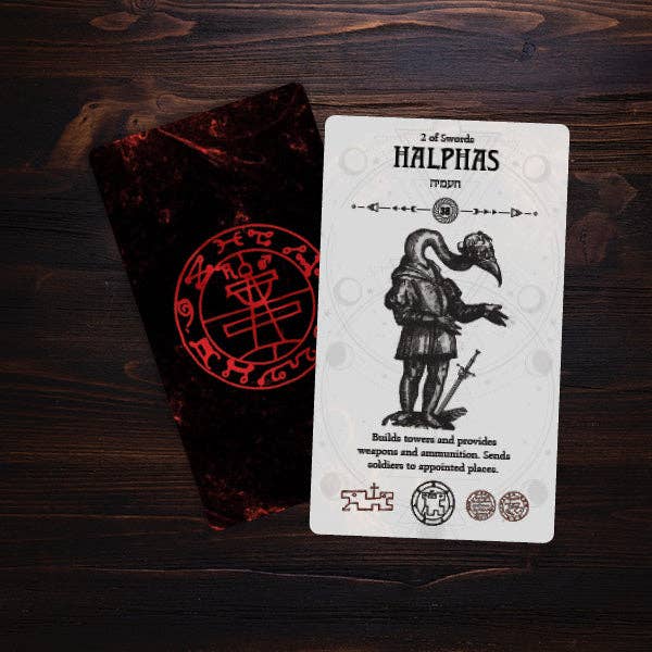 Occult Tarot card featuring Halphas with intricate design and mystical symbols for tarot reading