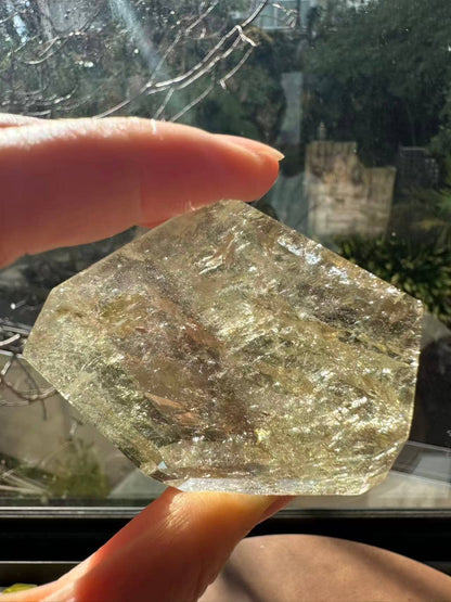 Handheld Brazilian Golden Healer Quartz Freeform with Natural Clarity and Unique Shape