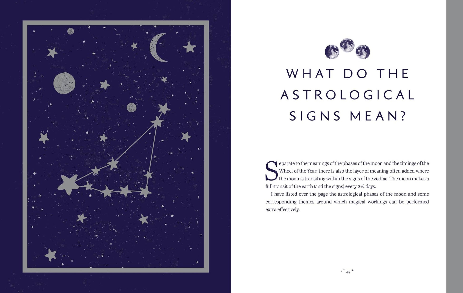 The Enchanted Moon - Stacey Demarco Book Page Featuring Astrological Signs and Celestial Illustrations