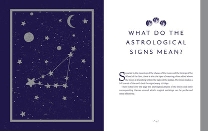 The Enchanted Moon - Stacey Demarco Book Page Featuring Astrological Signs and Celestial Illustrations