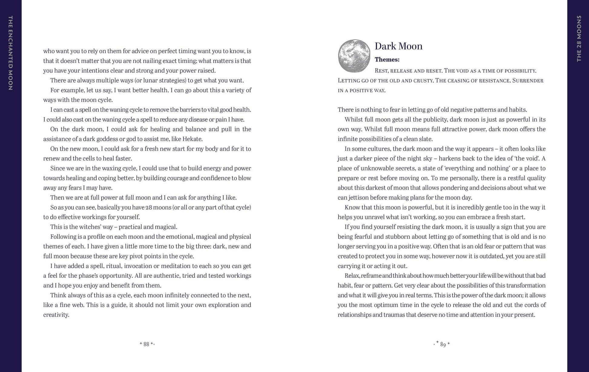 The Enchanted Moon - Stacey Demarco book page featuring themes and lunar insights for personal growth