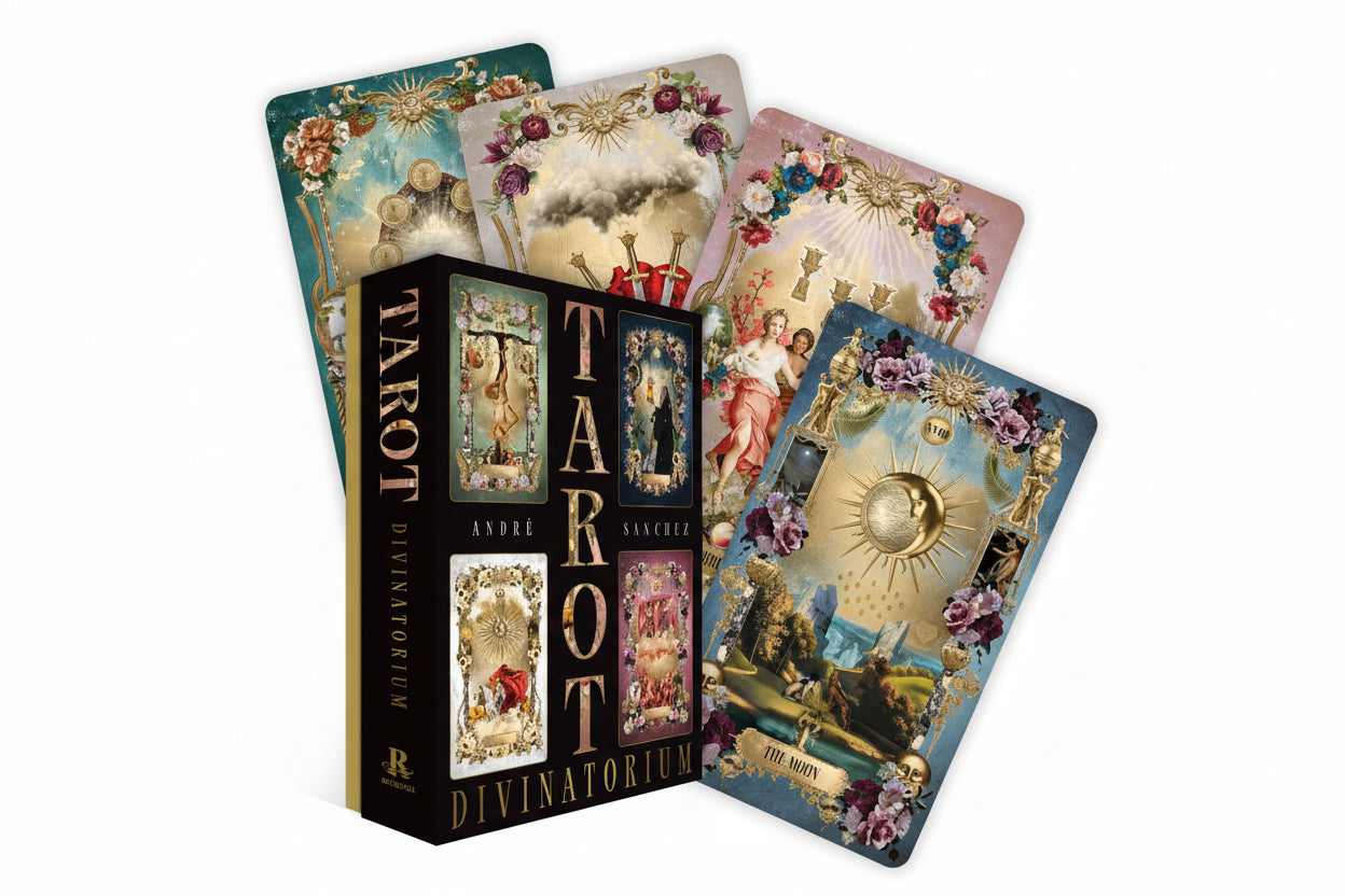 Tarot Divinatorium card deck by André Sanchez featuring beautifully illustrated tarot cards