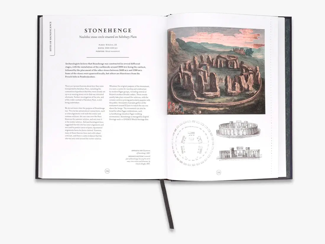 Open book featuring Stonehenge illustration from Compendium Of The Occult - Liz Williams