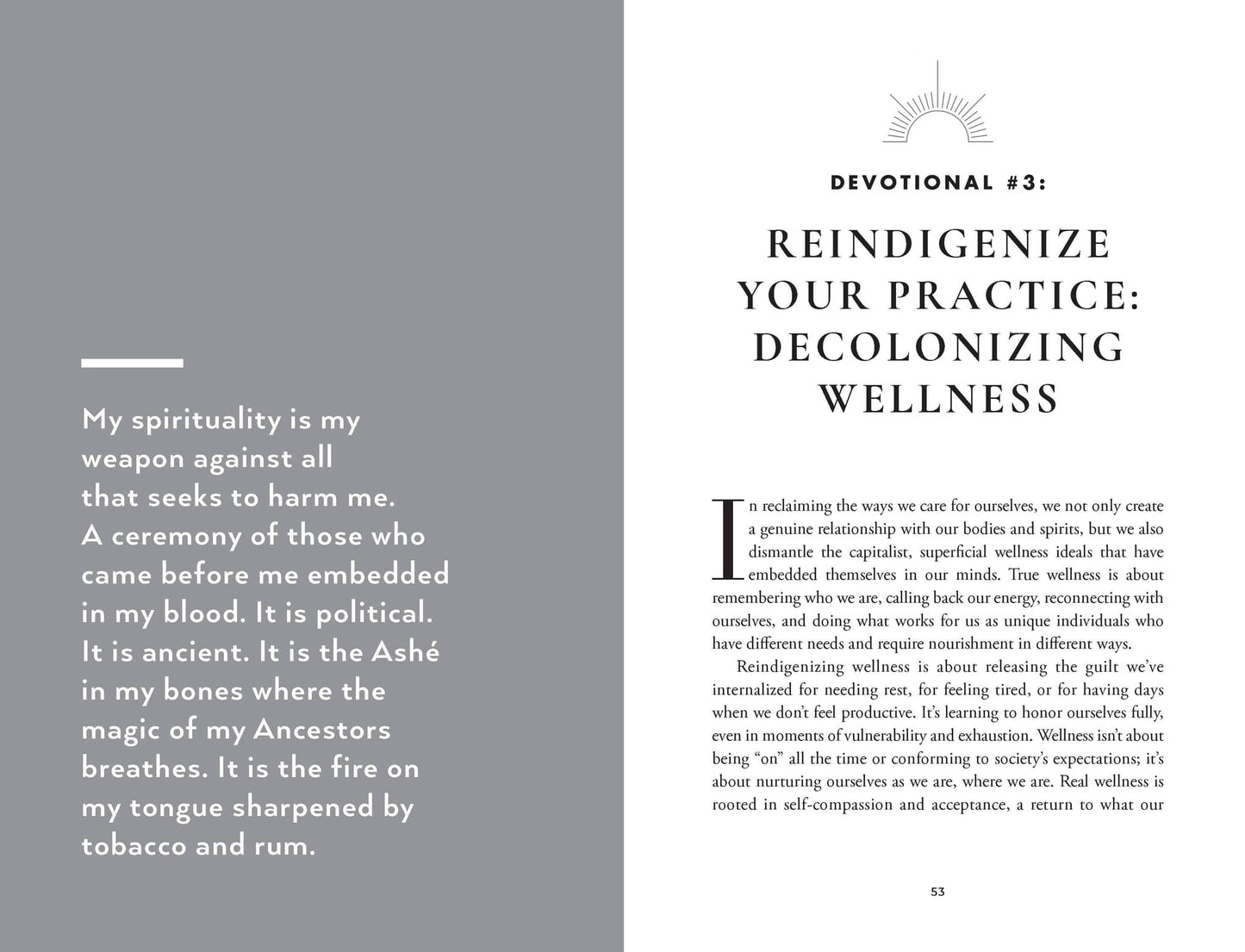 Devotional page from The Altar Within addressing decolonizing wellness and spiritual practice