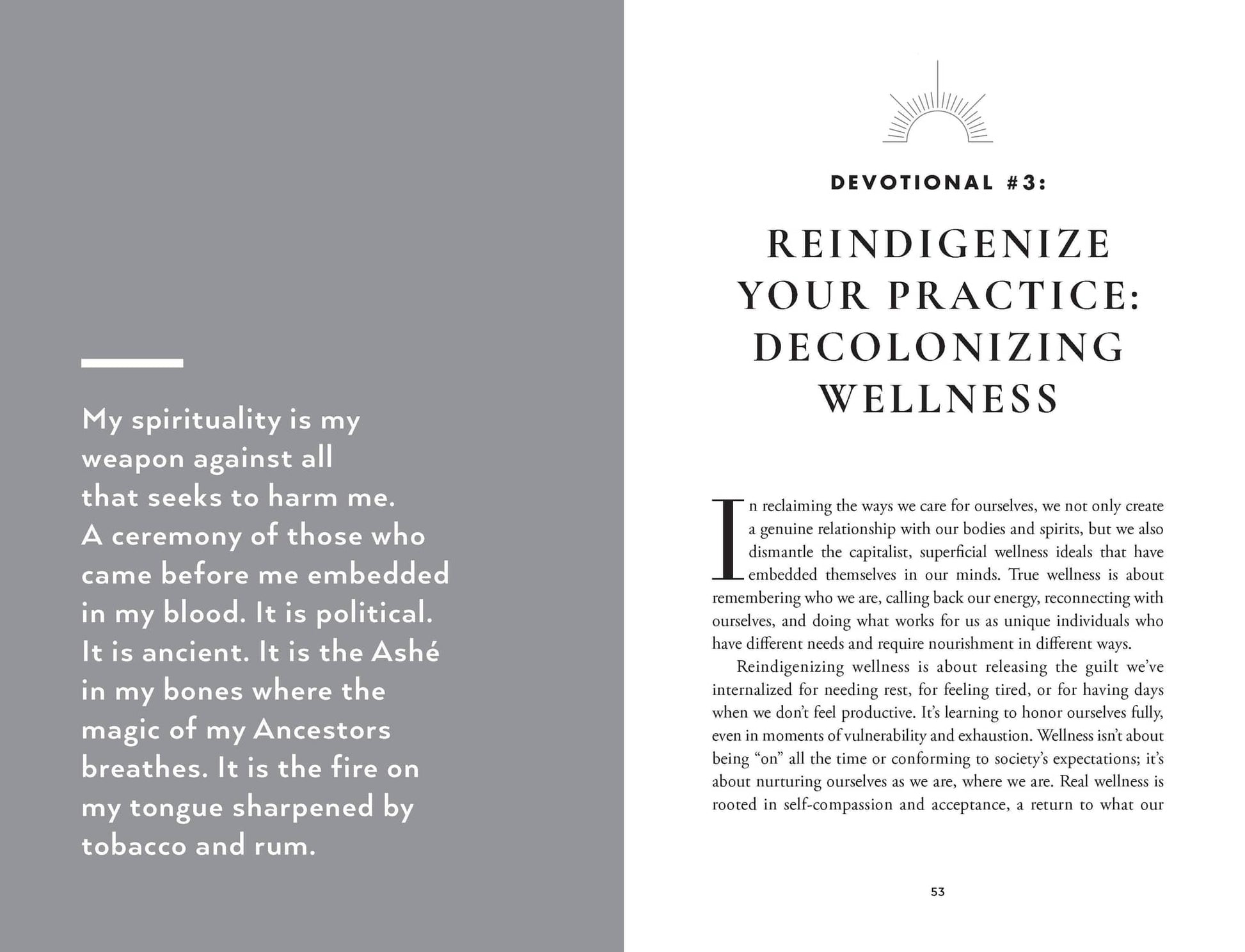 Devotional page from The Altar Within addressing decolonizing wellness and spiritual practice