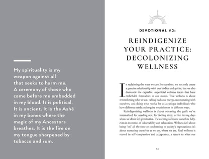 Devotional page from The Altar Within addressing decolonizing wellness and spiritual practice