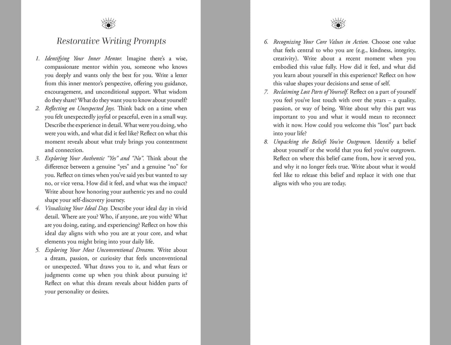 Restorative Writing Prompts from The Altar Within to inspire personal growth and self-discovery