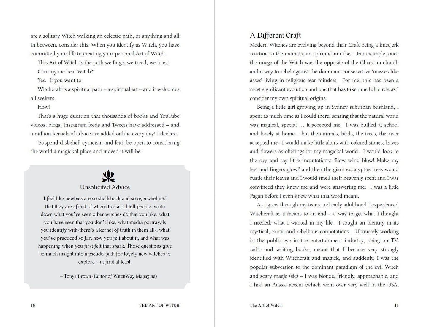 Page from The Art Of Witch showcasing spiritual insights and personal reflections on witchcraft