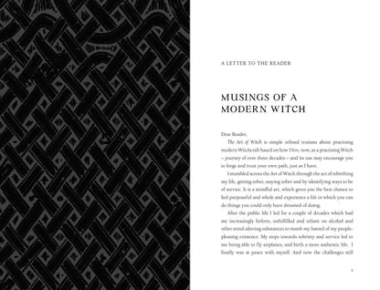 The Art Of Witch book cover with intricate black design and bold title for modern witchcraft enthusiasts