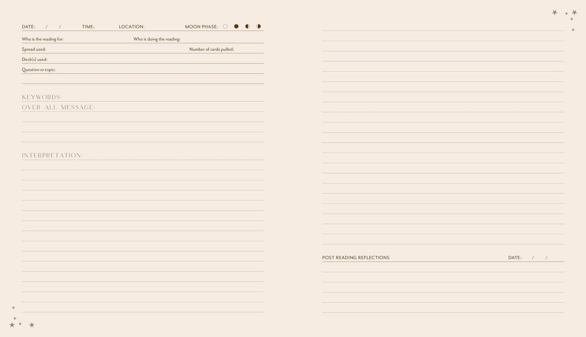 The Complete Tarot & Oracle Journal blank pages for recording readings and reflections