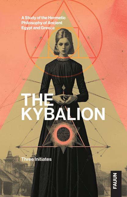 The Kybalion —Three Initiates paperback book cover featuring a vintage-style woman and geometric designs