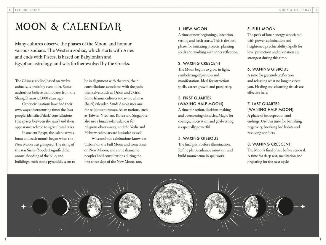 The Occult Almanac - Liz Williams with Moon phases and calendar illustrations for astrological insights