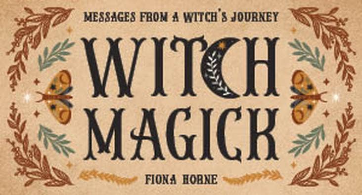 Witch Magick book cover featuring a crescent moon and decorative elements by Fiona Horne