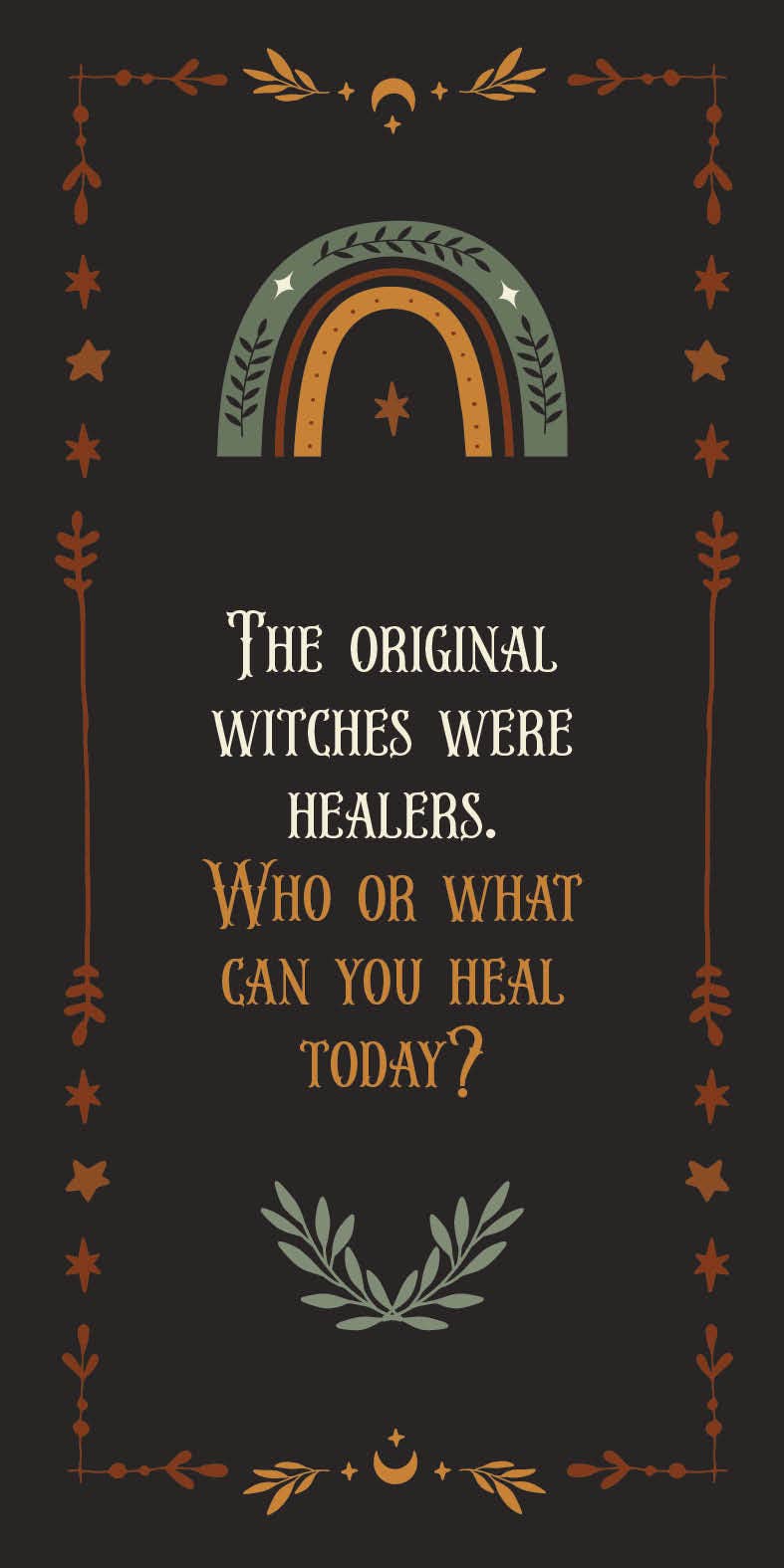 Witch Magick themed book cover design with healing message and decorative elements