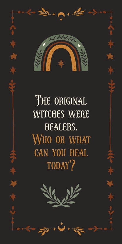 Witch Magick themed book cover design with healing message and decorative elements